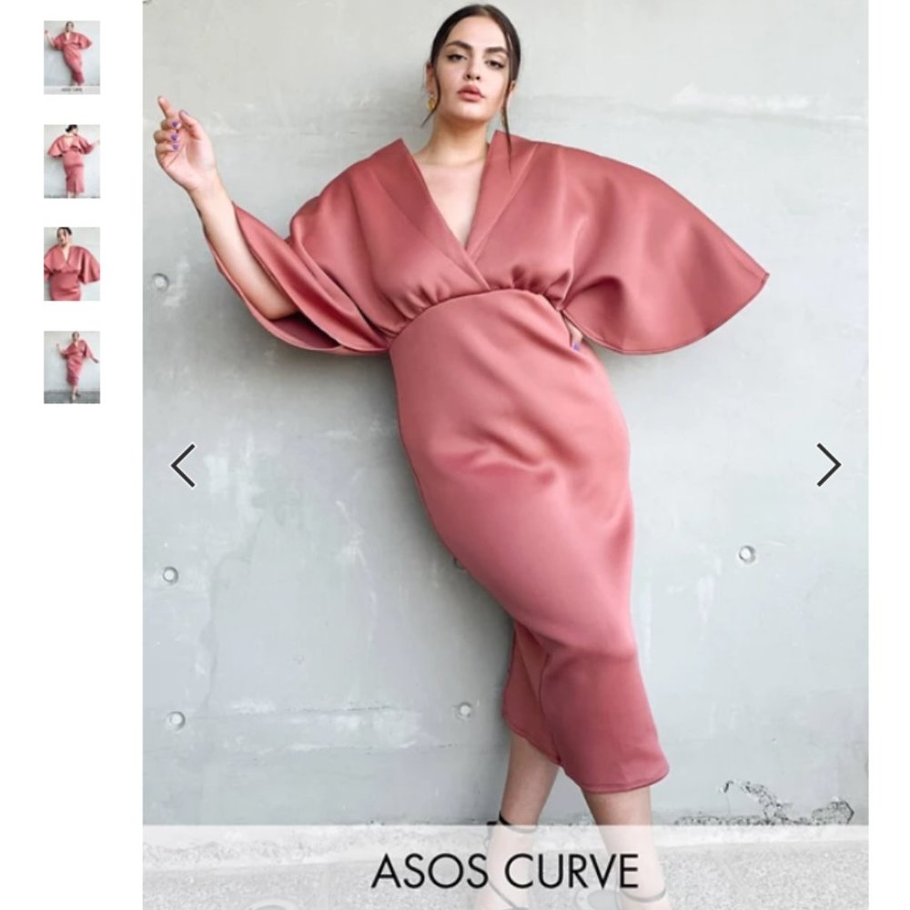 ASOS DESIGN Curve structured cape sleeve dress